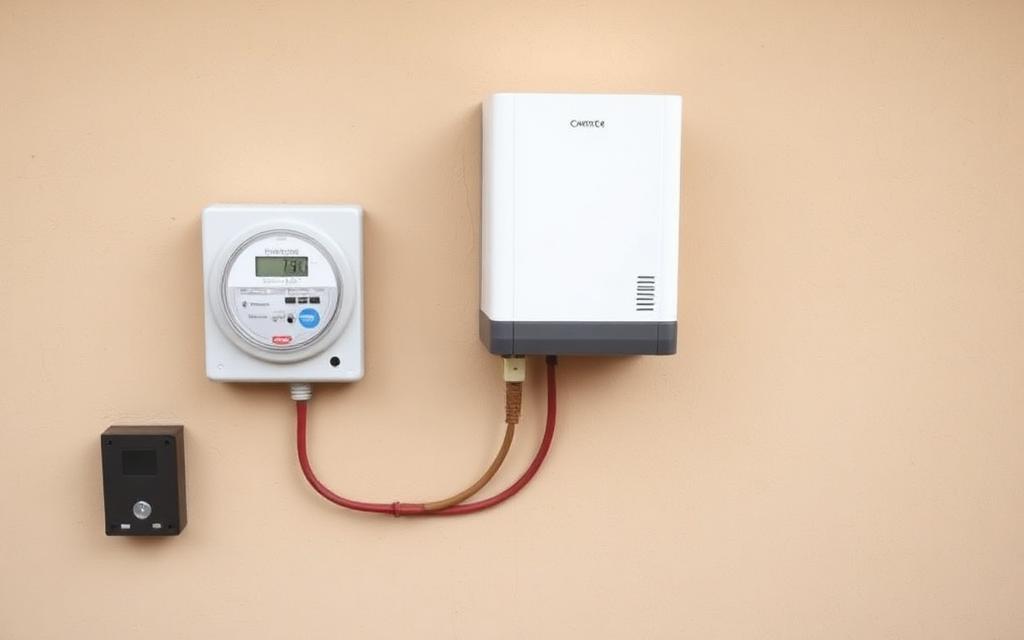 Power meter showing solar energy flowing to the LP&L grid
